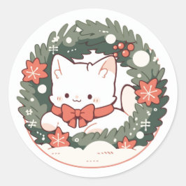 Adesivo Feliz Natal Gato de Gatinho Gato