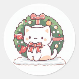 Adesivo Feliz Natal Gato de Gatinho Gato