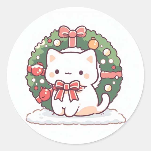 Adesivo Feliz Natal Gato de Gatinho Gato (Frente)
