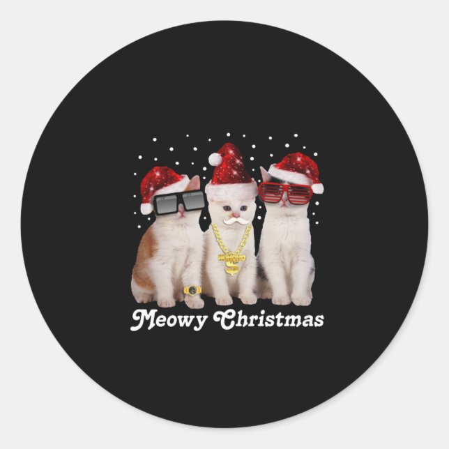 Adesivo Feliz Natal | Gato Gato Com Papai Noel (Frente)