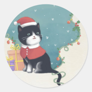 Adesivo Feliz Natal: Gato Ilustra Arte