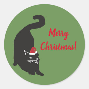 Adesivo Feliz Natal Gato Preto