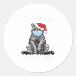 Adesivo Feliz Natal Gato Rosto Máscara Papais noeis Kitten