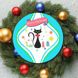 Adesivo Feliz Natal Gato Siames Retro