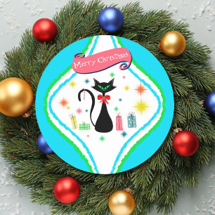 Adesivo Feliz Natal Gato Siames Retro