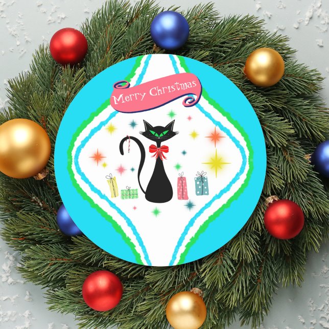 Adesivo Feliz Natal Gato Siames Retro  (Criador carregado)