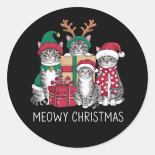Adesivo Feliz Natal Gato Xmas Engraçado Prato