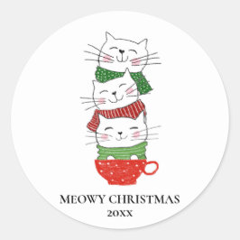 Adesivo Feliz Natal, Gatos Personalizados, Cuta