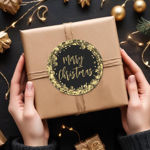 Adesivo Feliz Natal Gelando Estrelas Douradas