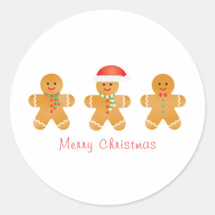 Adesivo Feliz Natal Gingerbread Men Santa Hat