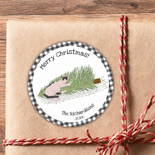 Adesivo Feliz Natal Gingham Preto e Branco (Criador carregado)