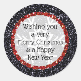 Adesivo Feliz Natal Glitter Black and Red Stickers