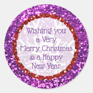 Adesivo Feliz Natal Glitter Purple e Red Stickers
