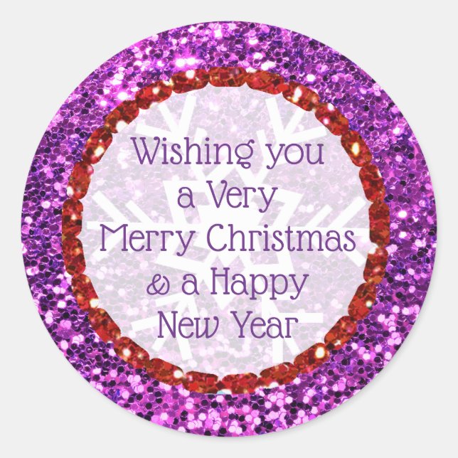 Adesivo Feliz Natal Glitter Purple e Red Stickers (Frente)