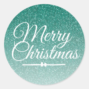 Adesivo Feliz Natal Glitter Verde Envelope Seal