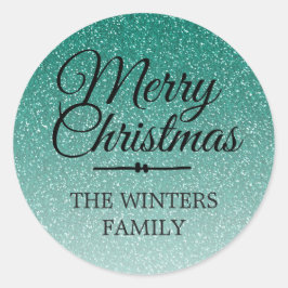 Adesivo Feliz Natal Glitter Verde Envelope Seal