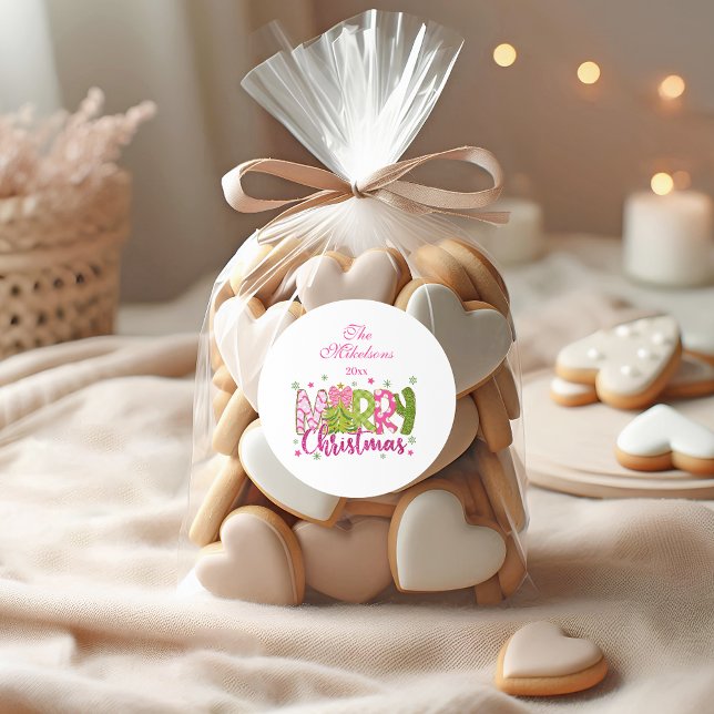 Adesivo Feliz Natal Glitter Verde Rosa (Criador carregado)