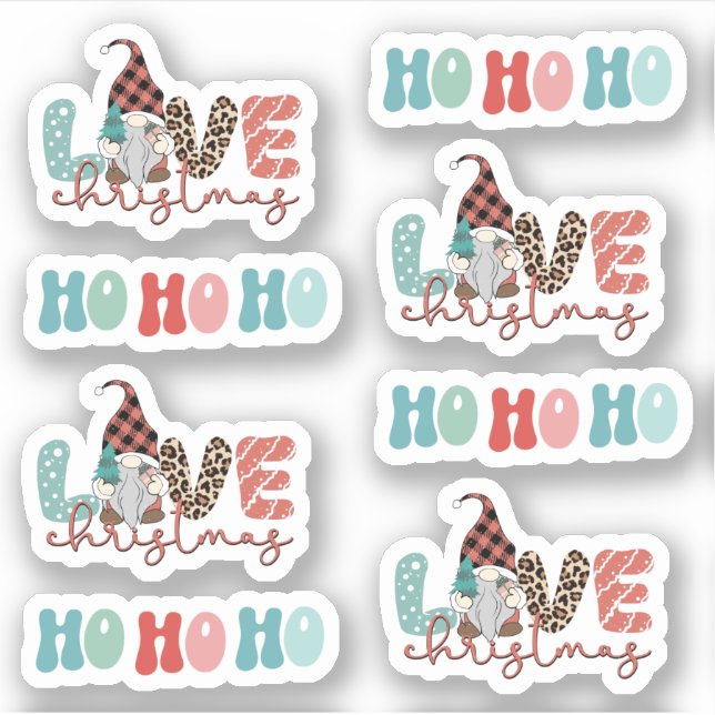 Adesivo Feliz Natal Gnomo Gnomo, impressão azul-vermelha (Frente)