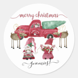 Adesivo Feliz Natal Gnomo Watercolor Red Truck