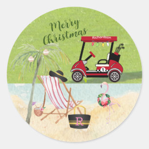Adesivo Feliz Natal Golf Cart Beach Monograma Name