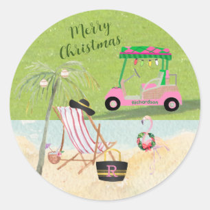 Adesivo Feliz Natal Golf Cart Beach Monograma Name