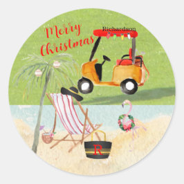Adesivo Feliz Natal Golf Cart Beach Monograma Name