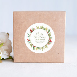 Adesivo Feliz Natal Greenery Wreath Personalizado