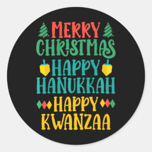 Adesivo Feliz Natal Hanukkah Feliz Kwanzaa 11