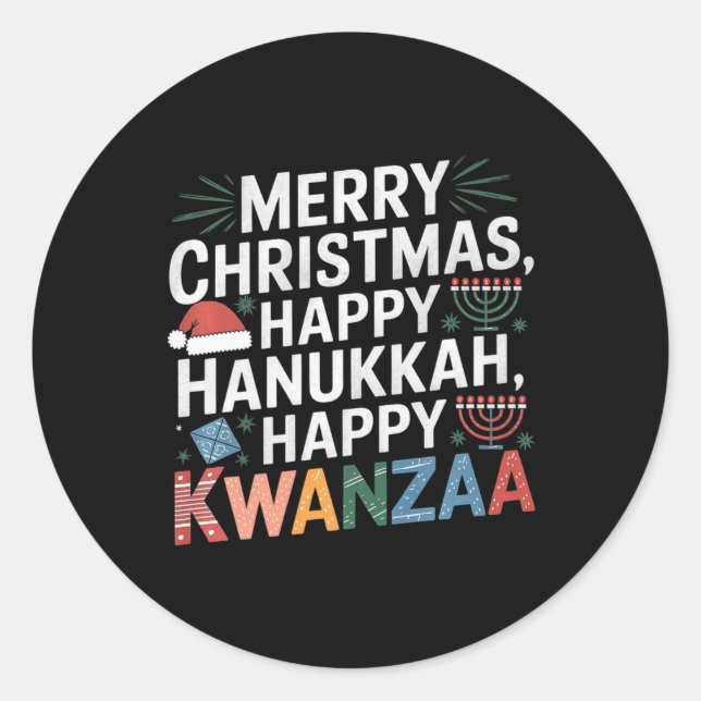 Adesivo Feliz Natal Hanukkah Feliz Kwanzaa 14 (Frente)