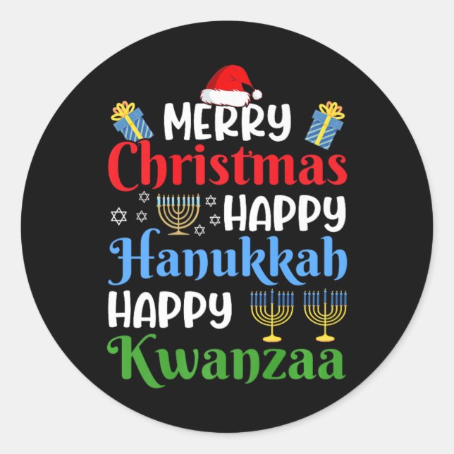 Adesivo Feliz Natal Hanukkah Feliz Kwanzaa 18 (Frente)