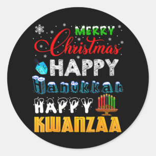 Adesivo Feliz Natal Hanukkah Happy Kwanzaa