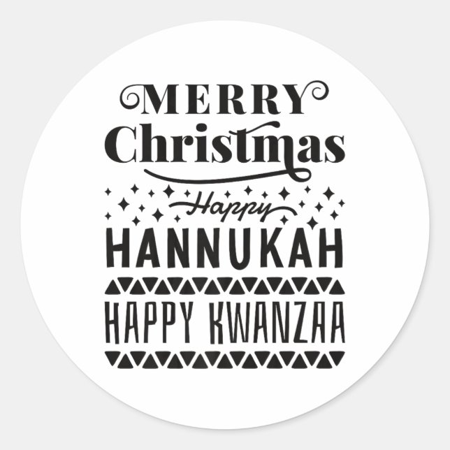 Adesivo Feliz Natal Hanukkah Happy Kwanzaa (Frente)