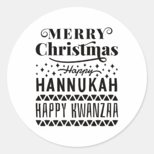Adesivo Feliz Natal Hanukkah Happy Kwanzaa