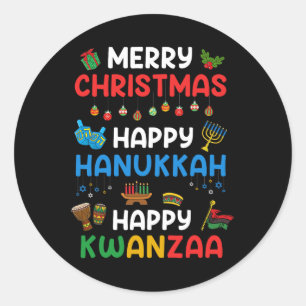 Adesivo Feliz Natal Hanukkah Happy Kwanzaa Holid