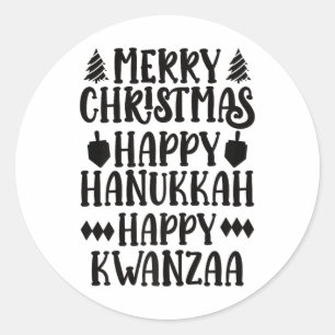 Adesivo Feliz Natal Hanukkah Happy Kwanzaa Premi