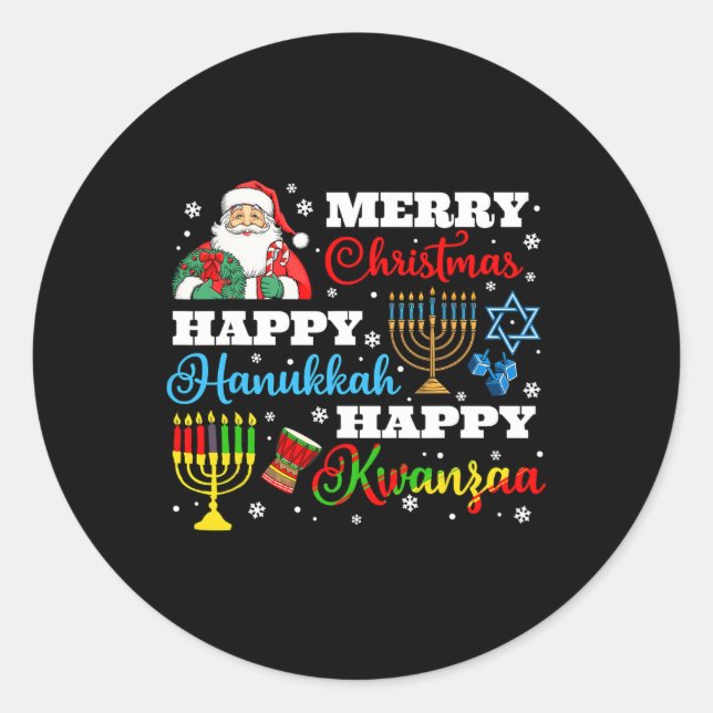 Adesivo Feliz Natal Hanukkah Kwanzaa judeu Afro Holid (Frente)