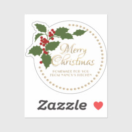 Adesivo Feliz Natal Holly & Berry Label Comida Din