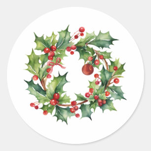 Adesivo Feliz Natal Holly Berry Wreath