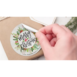 Adesivo Feliz Natal Holly Floral Wreath Holiday Deseja