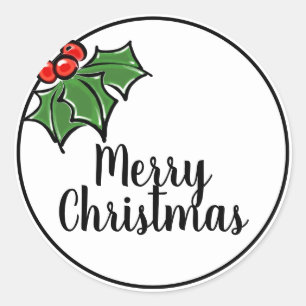 Adesivo Feliz Natal Holly Sprigs