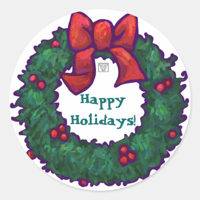 Adesivo Feliz Natal Holly Wreath (Frente)