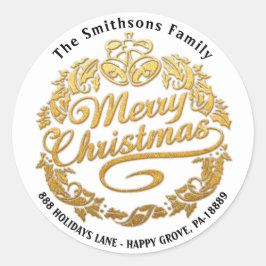 Adesivo Feliz Natal Holly Wreath RSVP Dourado White