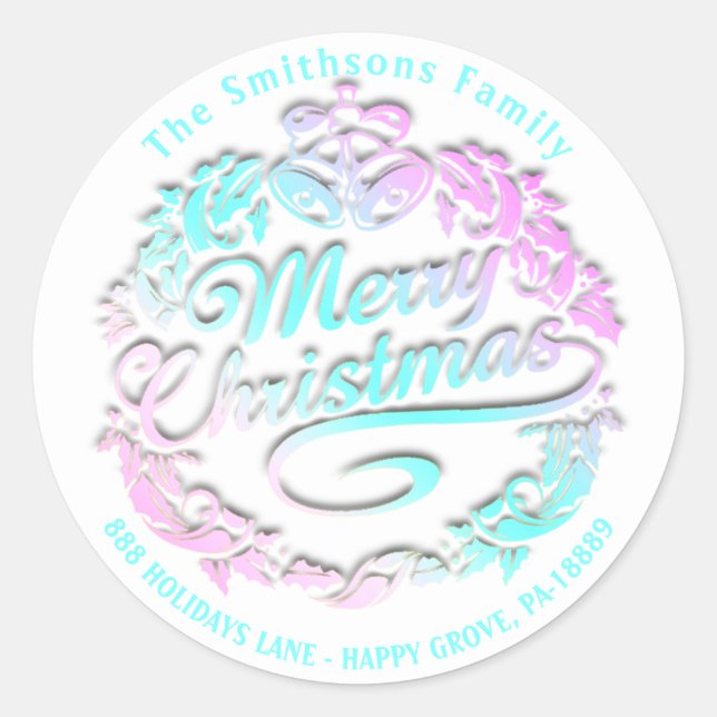 Adesivo Feliz Natal Holly Wreath RSVP Dourados Royal Belel (Frente)