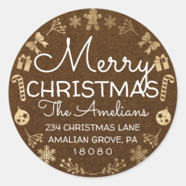 Adesivo Feliz Natal Holly Wreath RSVP Kraft Brown