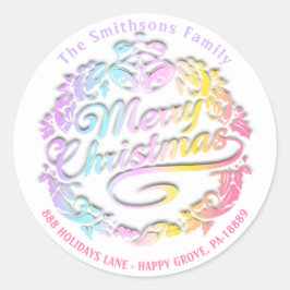 Adesivo Feliz Natal Holly Wreath RSVP Pastéis Reais