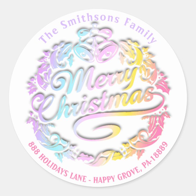 Adesivo Feliz Natal Holly Wreath RSVP Pastéis Reais (Frente)