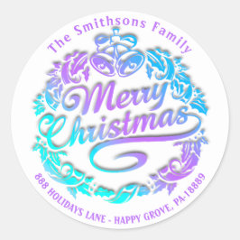 Adesivo Feliz Natal Holly Wreath RSVP Royal Blue Ombre