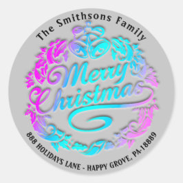 Adesivo Feliz Natal Holly Wreath RSVP Royal Pink Ombre