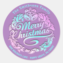 Adesivo Feliz Natal Holly Wreath RSVP Royal Purple