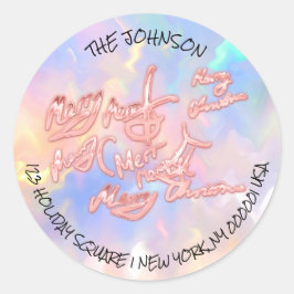 Adesivo Feliz Natal Holográfico Rosa RSVP Gilry